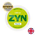 ZYN nicotine pouches packaging with green label and British flag icon